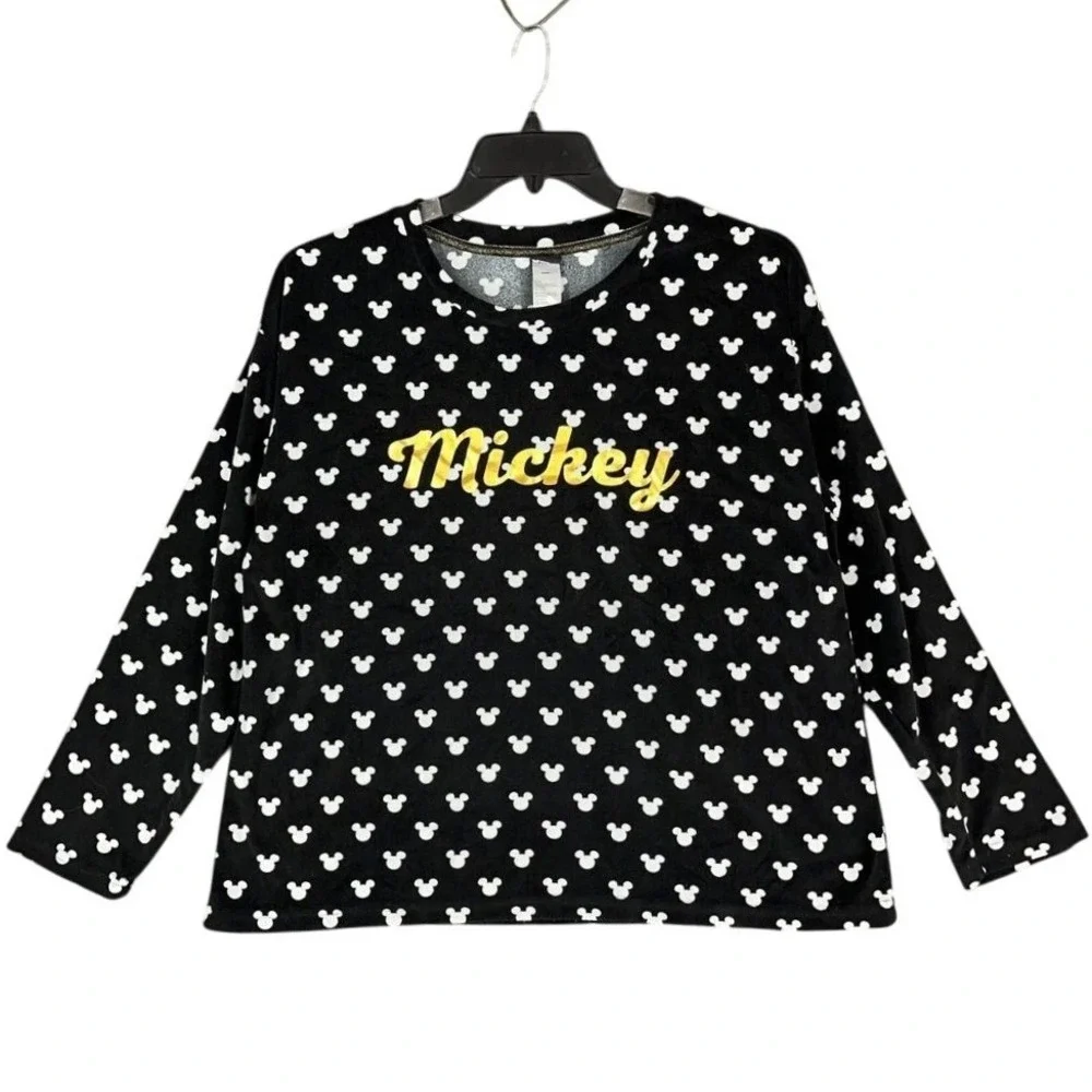 Disney Pajama Top Womens L Sleepwear Cozycore Lounge Mickey Mouse Comfy Snuggle - Picture 1 of 11